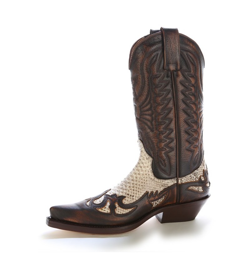 BROWN SNAKESKIN COWBOY BOOTS FOR MEN Men's brown snakeskin leather ...