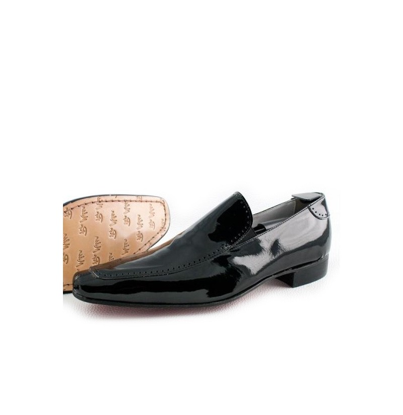 Black patent leather shoes for men without laces ShoesMadeForMe