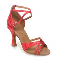 Semi-transparent diva red ballroom dancing shoes