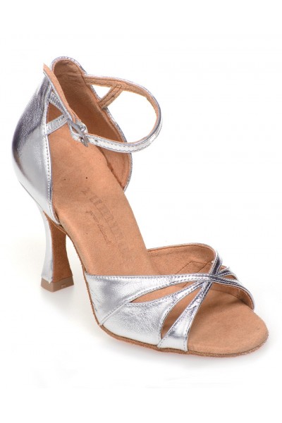 STRAPPY SILVER LEATHER SALSA SHOES 