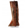 Brown leather riding chaps with fringes
