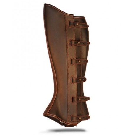 Portuguese brown leather riding chaps with bridles