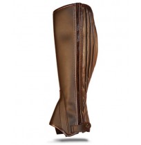 Brown leather riding chaps with accordion pleat