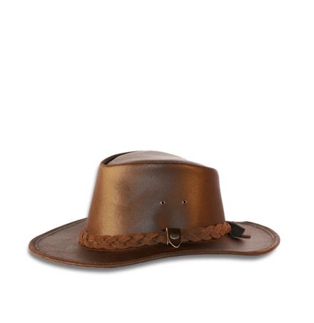 Brown leather cowboy hat