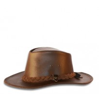 Brown leather cowboy hat