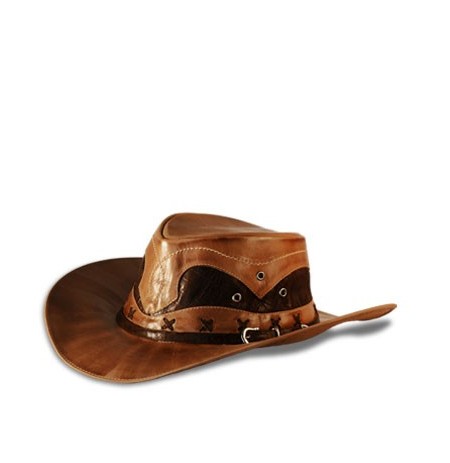 Original brown leather cowboy hat