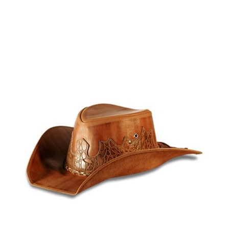 Brown leather cowboy hat