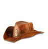 Brown leather cowboy hat