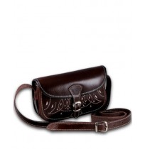 Sidesaddle brown leather purse