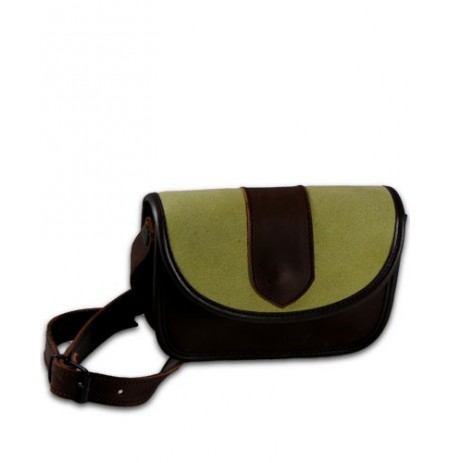 Two-coloured leather sidesaddle purse