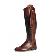 Made to measure crocodile and burgundy leather riding boots