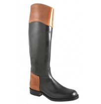 Custom-made two-coloured leather black riding boots