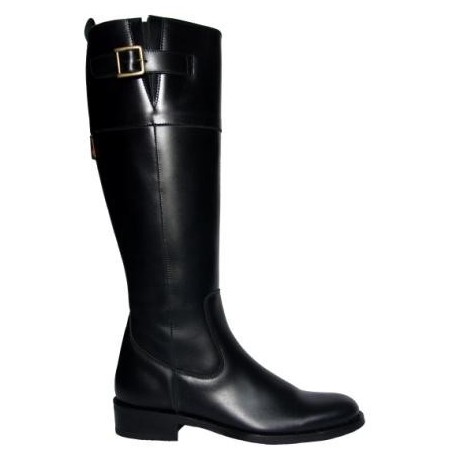 Custom-made black leather riding boots