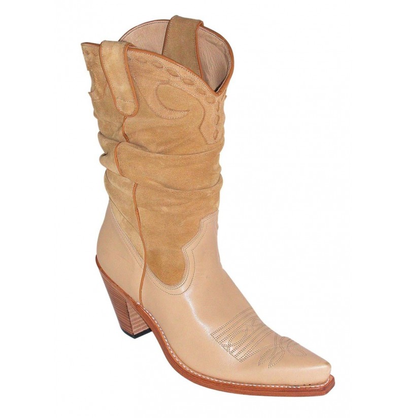 suede beige cowboy boots