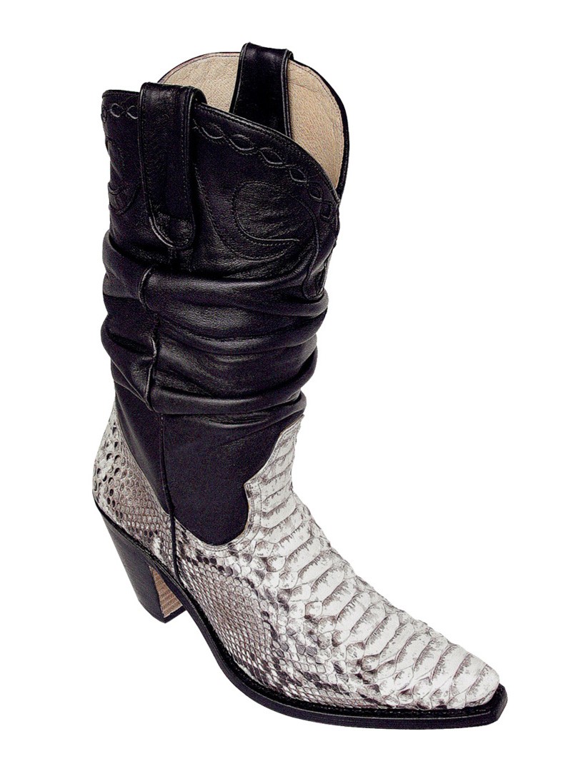 black leather snakeskin boots