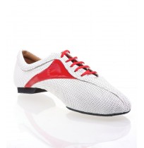 White and red leather dancing shoes for men