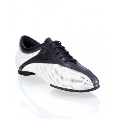 Black and white leather dancing shoes for men