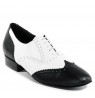 Black and white leather derby dancing shoes for men