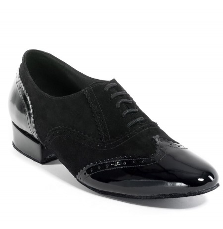 Varnished black leather derby dancing shoes for men