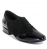 Varnished black leather derby dancing shoes for men
