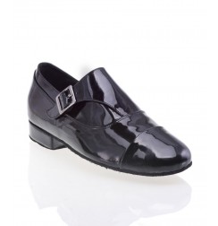 Chaussures danse homme cuir rouge et noir