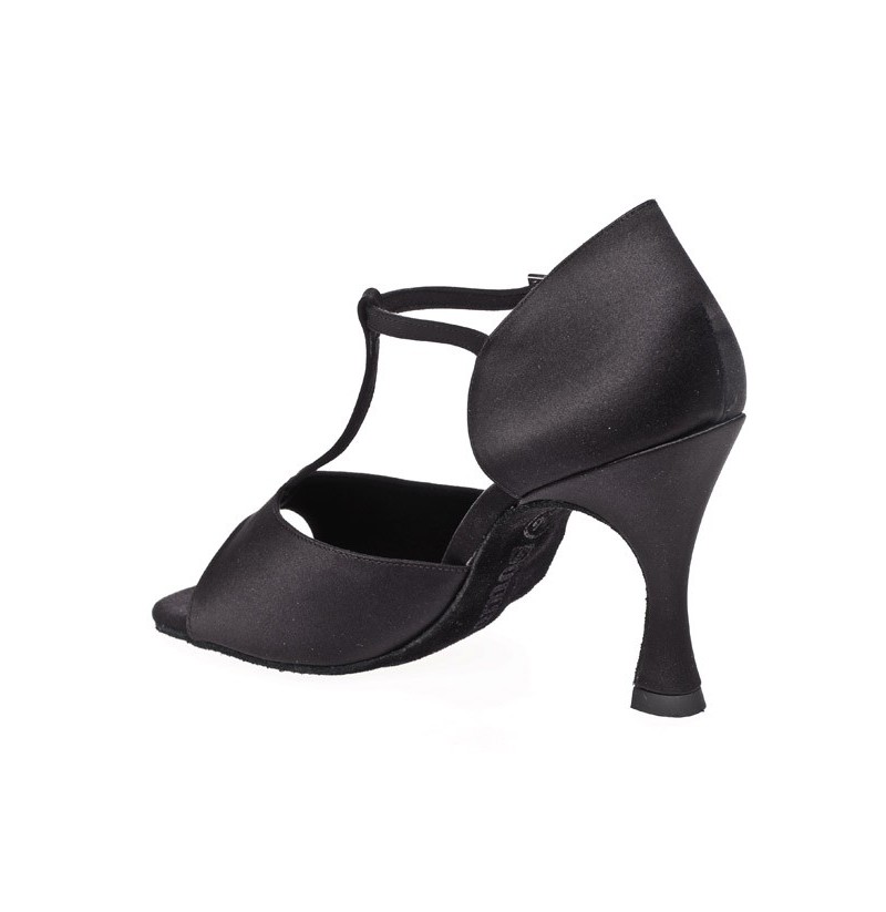 BLACK SALSA SHOES WITH ANKLE STRAP AND SILVER BUCKLE High heels for dancing