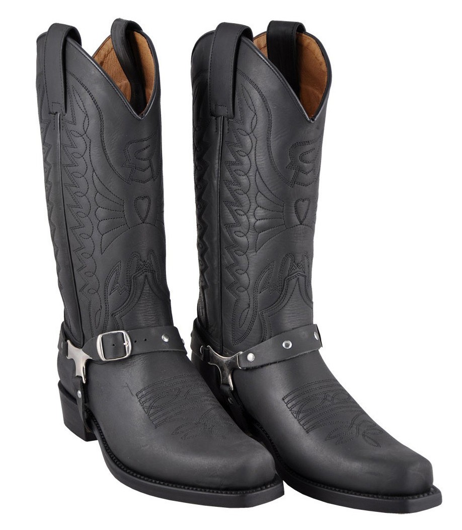 black mexican cowboy boots