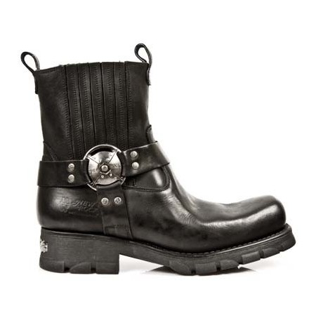 Rock leather biker ankle boots