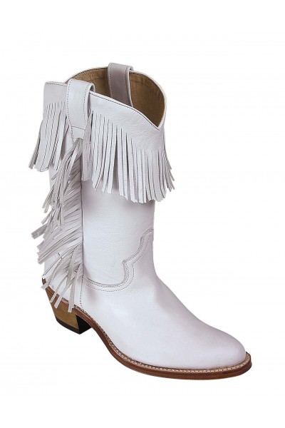 white fringe boots