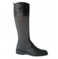 Grey and black leather riding boots
