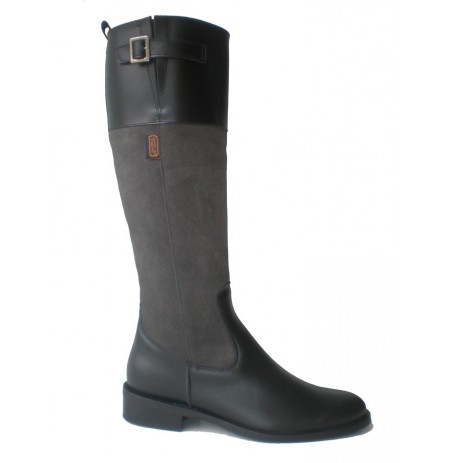 Made to measure grey and black leather riding boots