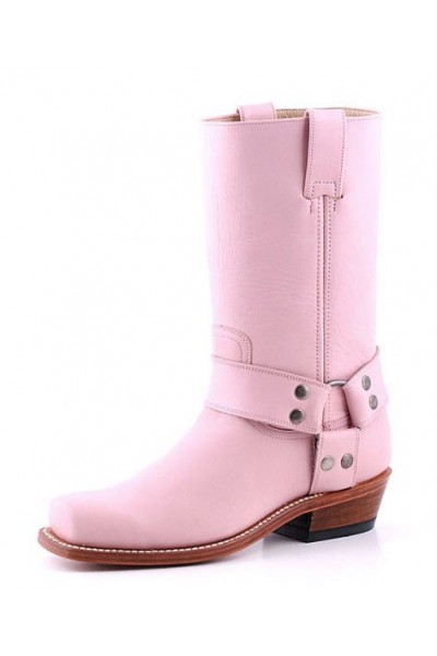 Gooi rek ader MADE TO MEASURE BABY PINK LEATHER BOOTS Pink motorcycle boots for wide  calves