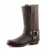 Custom-made brown biker boots with arrested buckles