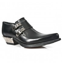 Black leather rock cowboy shoes