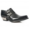 Black leather rock cowboy shoes