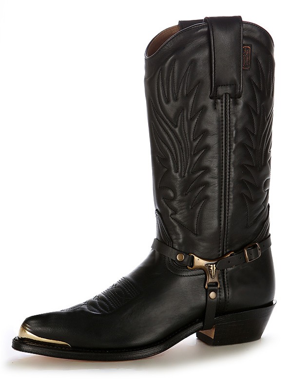 ITALIAN LEATHER COWBOY BOOTS WITH STEEL TIPS Steel toe glazed western boots with straps