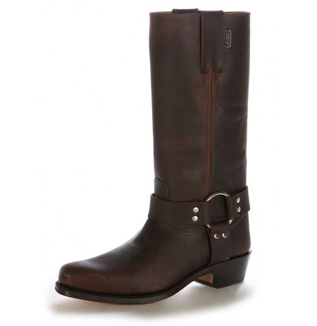Brown leather western boots with straps
