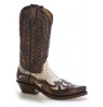 Real natural snake and brown leather cowboy boots