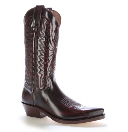 Burgundy glazed leather mexican cowboy boots
