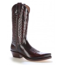 Burgundy glazed leather mexican cowboy boots