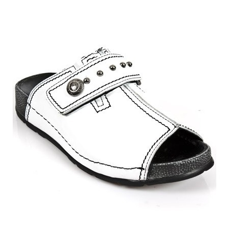 White leather sandals for men