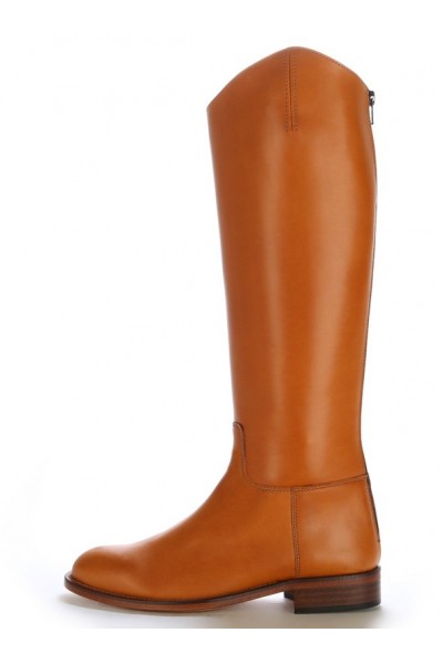 Bottes équitation cuir camel à brides