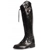 Elegant black and crocodile leather riding boots