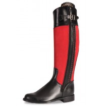 Black and red leather horse riding boots for women