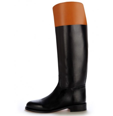 Made to measure two-coloured leather riding boots