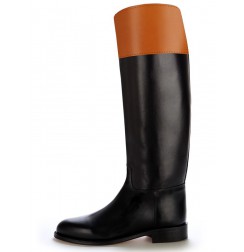 Made to measure two-coloured leather riding boots