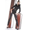 Leather thigh boots styled leggings