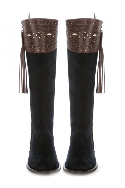 Navy blue and brown riding boots Navy 