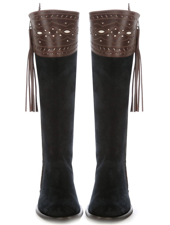 blue leather riding boots