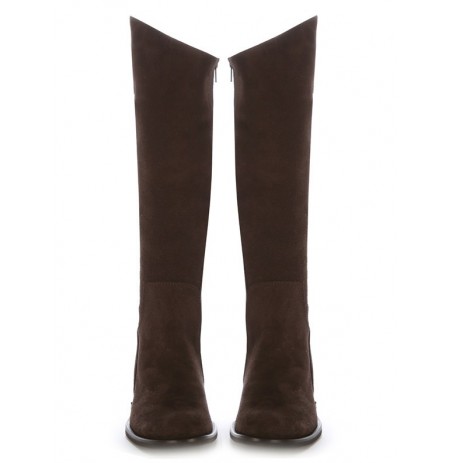 Brown suede leather high boots